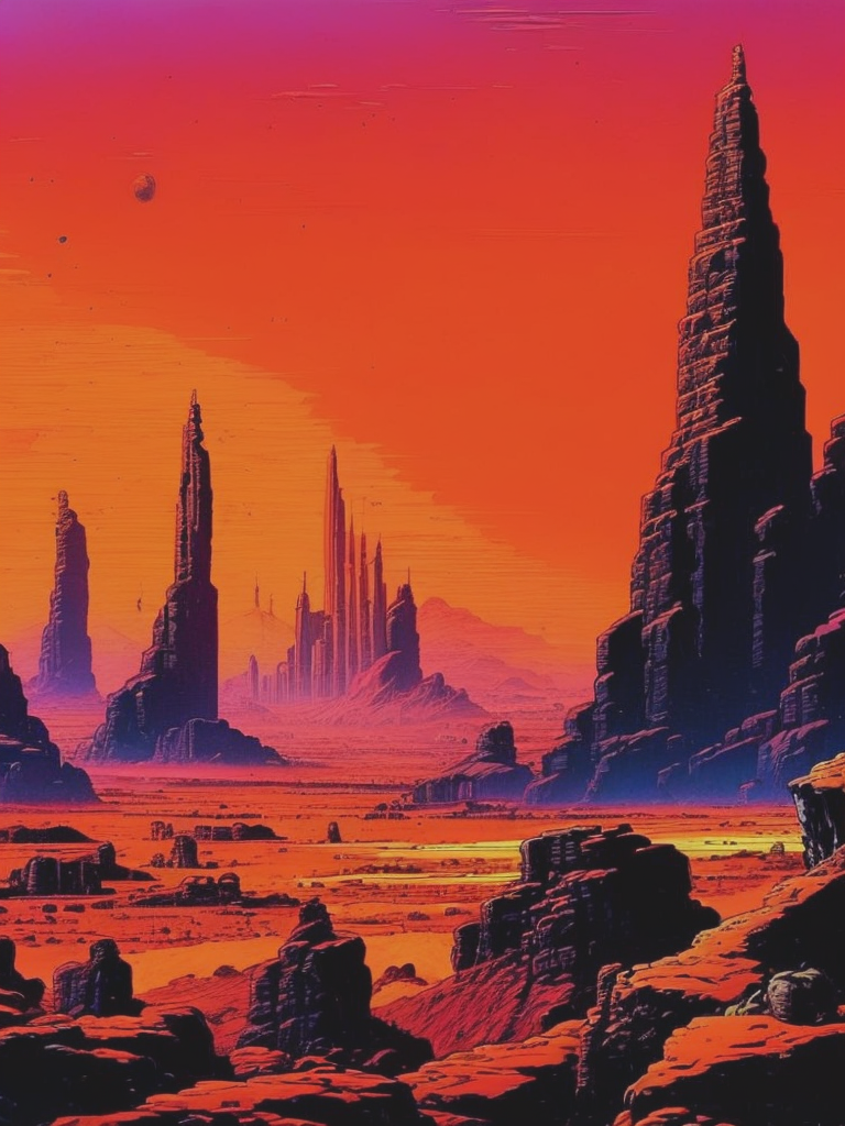 06414-1830999523-A barren rocky landscape with tall buildings under red sky by Richard Corben.png